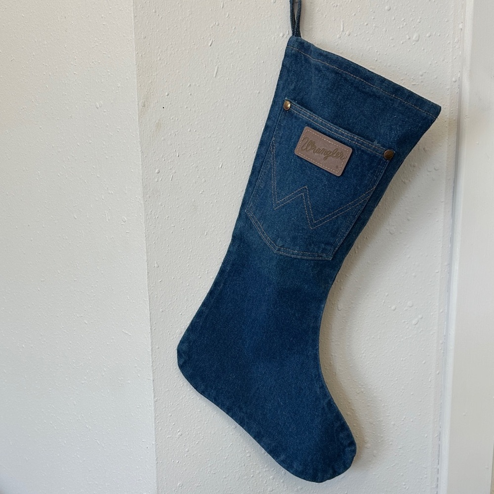 Wrangler stocking country Christmas decorations Blue Jeans pocket stocking VTG